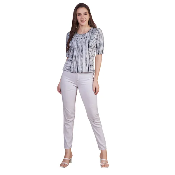 White_Printed_Short_Sleeve_Top_for_Women