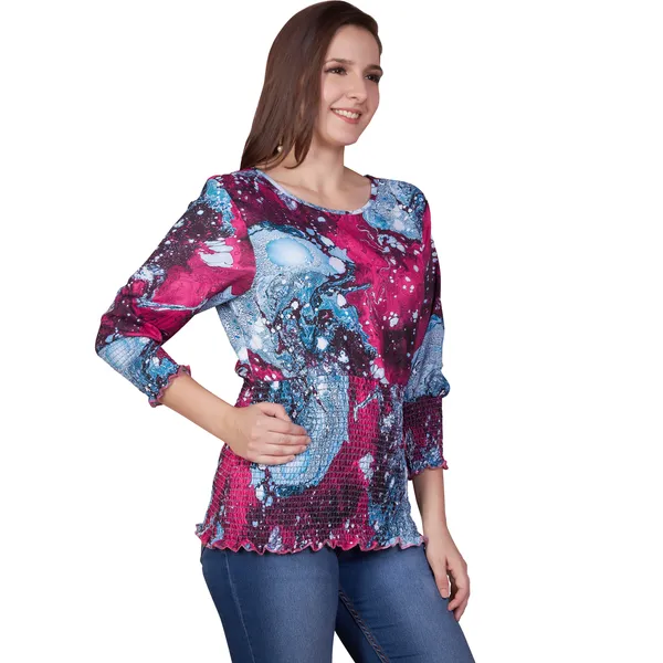 Multicolor_Printed_Long_Sleeve_Peplum_Top_for_Women