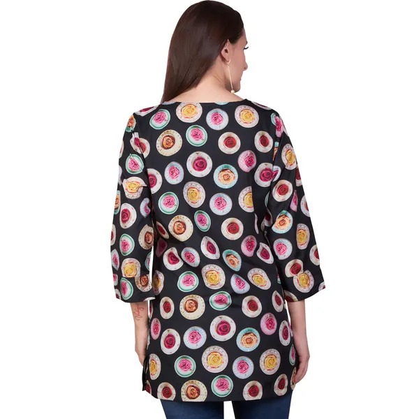 Black_Printed_Three_Quarter_Sleeve_Tunic_Top_for_Women