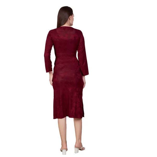 Maroon_Textured_Fit_Midi_Dress_for_Women