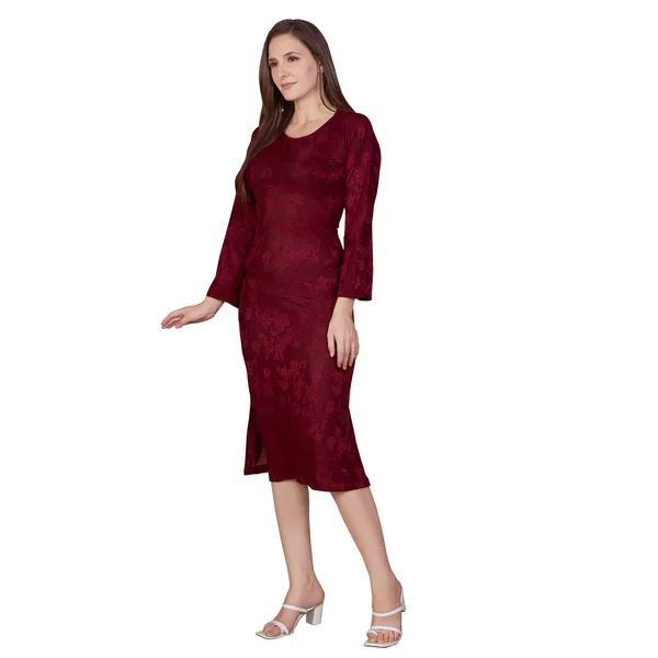 Maroon_Textured_Fit_Midi_Dress_for_Women