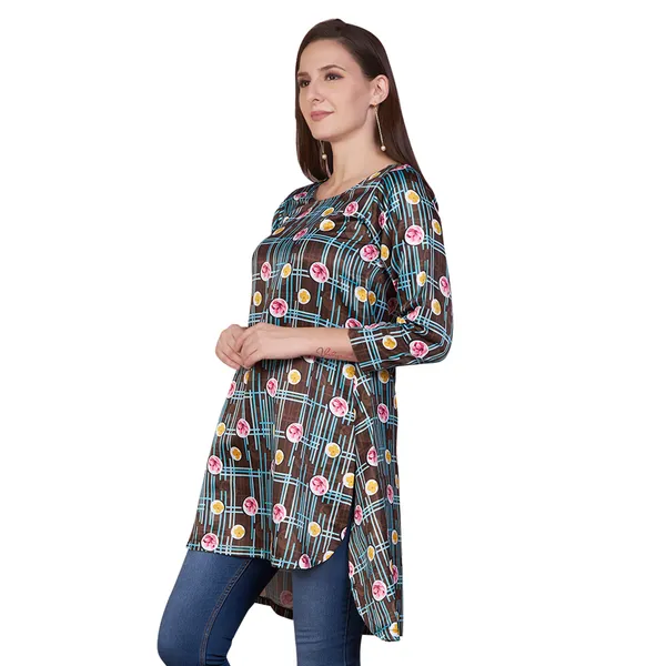Brown_Printed_High-Low_Kurti_for_Women