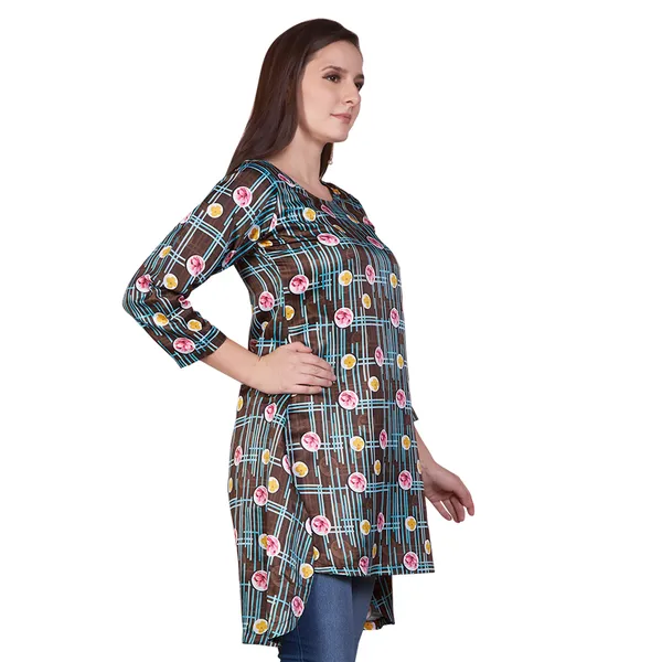 Brown_Printed_High-Low_Kurti_for_Women