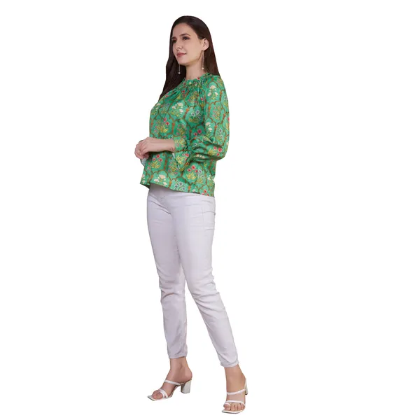 Green_Printed_Relaxed_Fit_Balloon_Sleeve_Top_for_Women