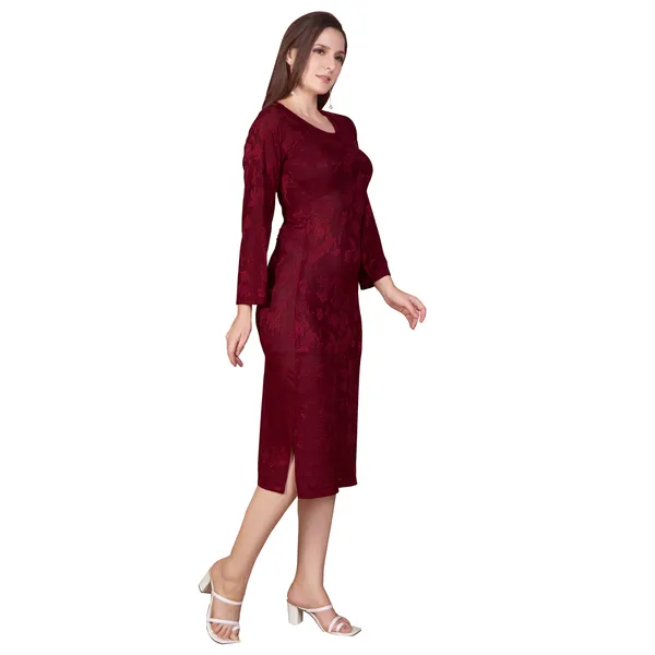 Maroon_Textured_Fit_Midi_Dress_for_Women