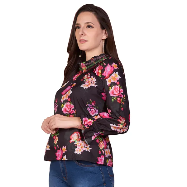 Black_Floral_Print_Bell_Sleeve_Top_for_Women