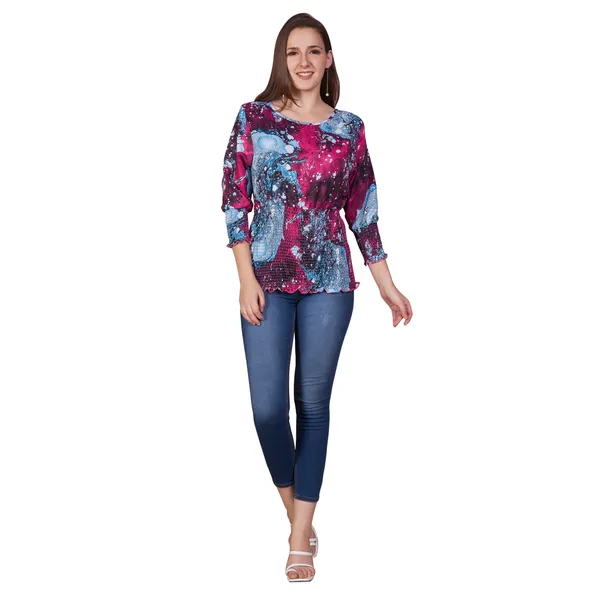Multicolor_Printed_Long_Sleeve_Peplum_Top_for_Women