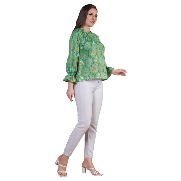 Green_Printed_Relaxed_Fit_Balloon_Sleeve_Top_for_Women