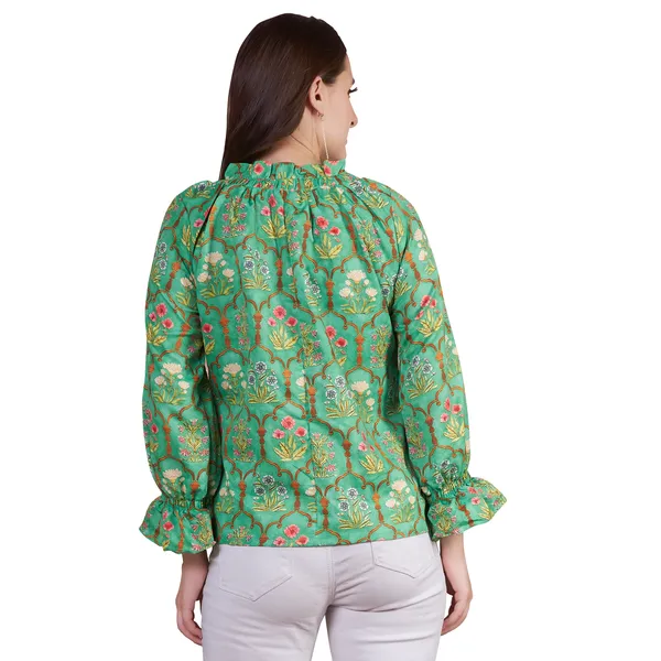 Green_Printed_Relaxed_Fit_Balloon_Sleeve_Top_for_Women