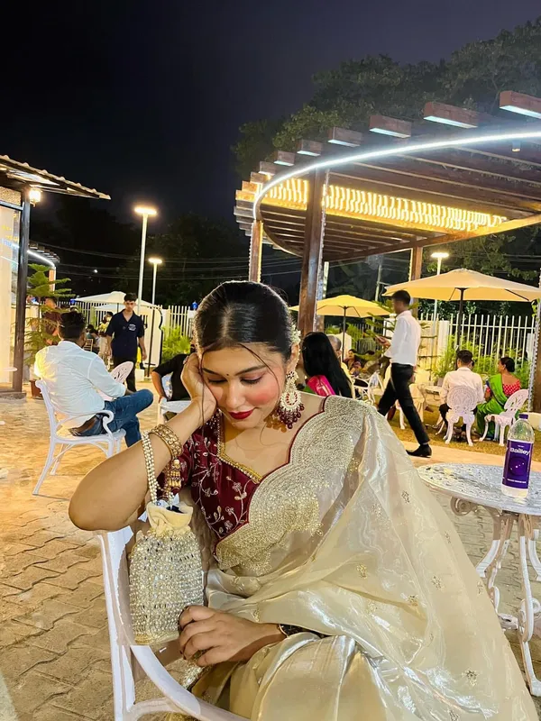 Champagne_Gold_Soft_Jimmy_Choo_Saree_with_Sequin_&_Zari_Embroidery_Work_and_Red_Designer_Blouse