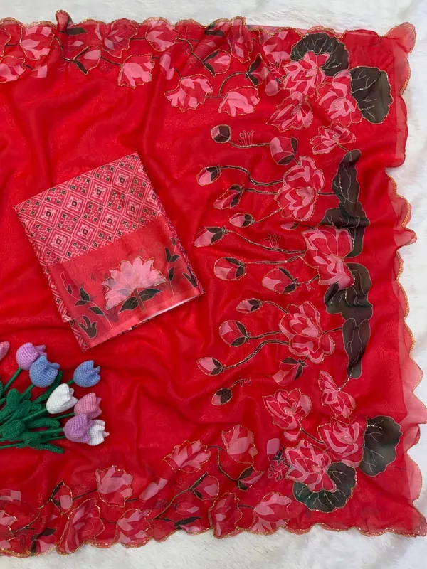 Designer_Pure_Soft_Tabby_Silk_Floral_Print_Saree_with_Beads_&_Katdana_Handwork