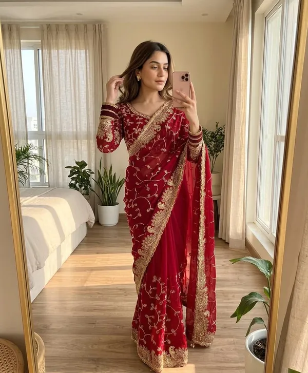 Maroon_Pure_Soft_Georgette_Designer_Saree_with_C-Pallu_Embroidery,_Sequin_&_Zari_Work