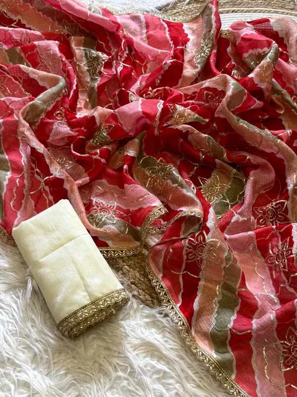 Red_Premium_Kota_Chex_Saree_with_Beautiful_Ribbon_Embroidery_Work