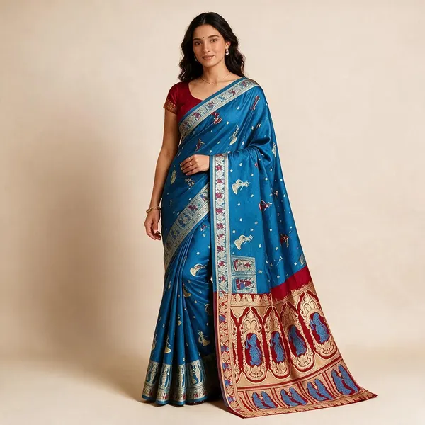 Purple_Silk_And_Polyester_Woven_Baluchari_Saree_For_Women