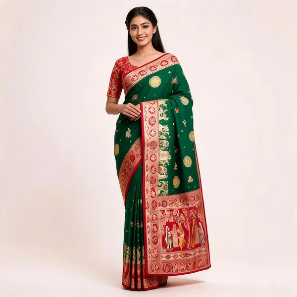 Green_Silk_And_Polyester_Woven_Baluchari_Saree_For_Women