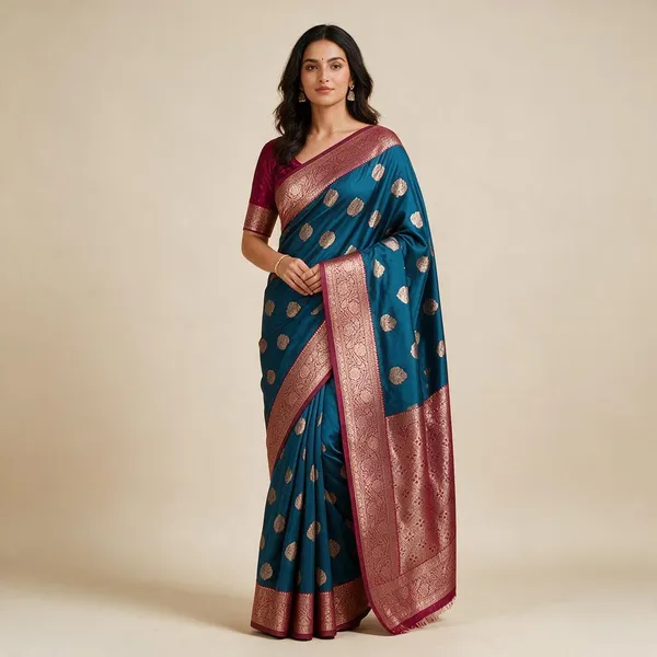 Light_Blue_Silk_And_Polyester_Woven_Baluchari_Saree_For_Women