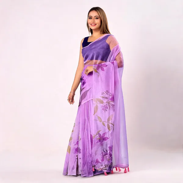 Lavender_Organza_Floral_Digital_Print_Tassel_Saree_For_Women