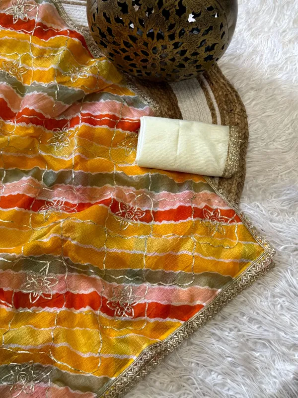 Yellow_Premium_Kota_Chex_Saree_with_Beautiful_Ribbon_Embroidery_Work