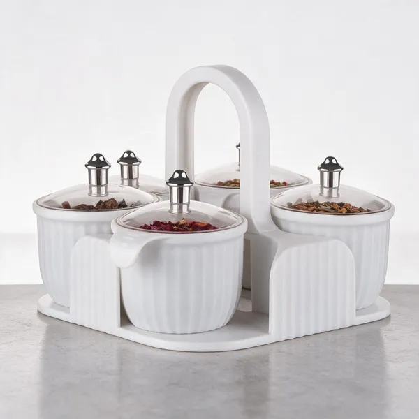 Plastic_Modern_Ribbed_Spice_Storage_Rack_Set_Of_1_(4_Jars)