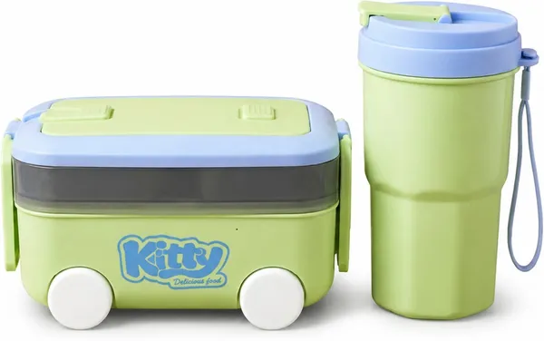 Green_Plastic_Wheeled_Lunch_Box_And_Water_Bottle_Set_For_Kids