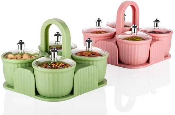 Plastic_Modern_Ribbed_Spice_Storage_Rack_Set_Of_1_(4_Jars)