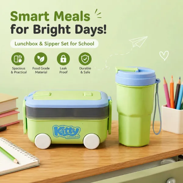 Green_Plastic_Wheeled_Lunch_Box_And_Water_Bottle_Set_For_Kids