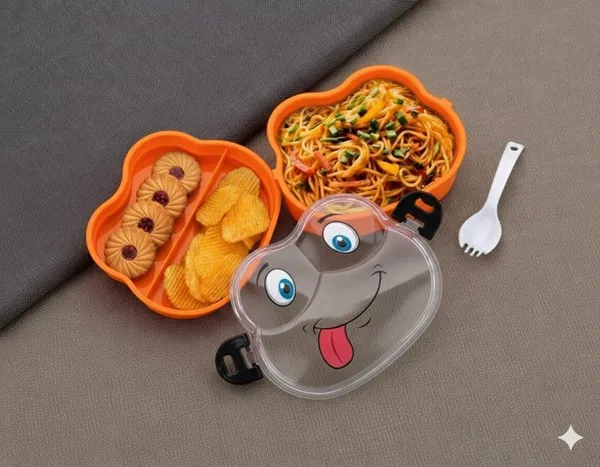 Orange_Cartoon_Face_Plastic_Lunch_Box