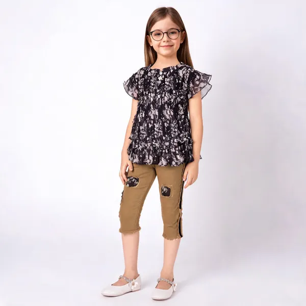 Black_Floral_Print_Georgette_Top_And_Pants_Set_For_Girls