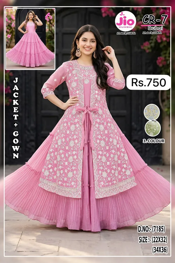 Pink_Jacket_Style_Gown_For_Women