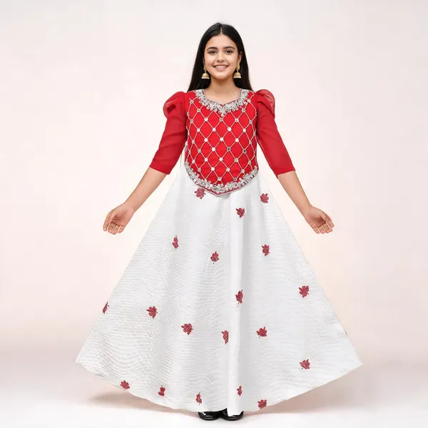 Red_And_White_Georgette_Flared_Gown_For_Girls