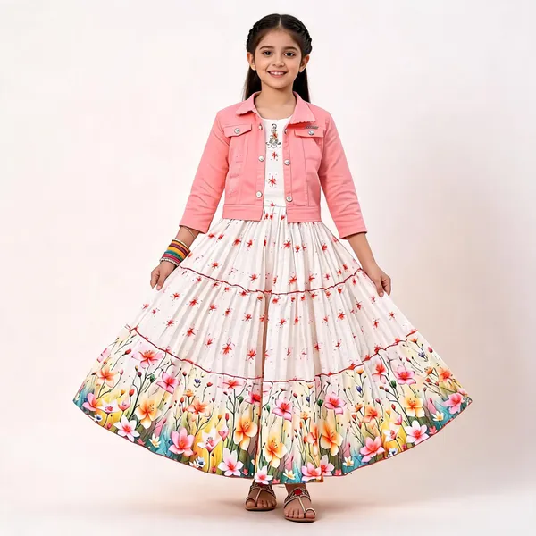 Pink_Georgette_Printed_Jacket_Flared_Gown_For_Girls