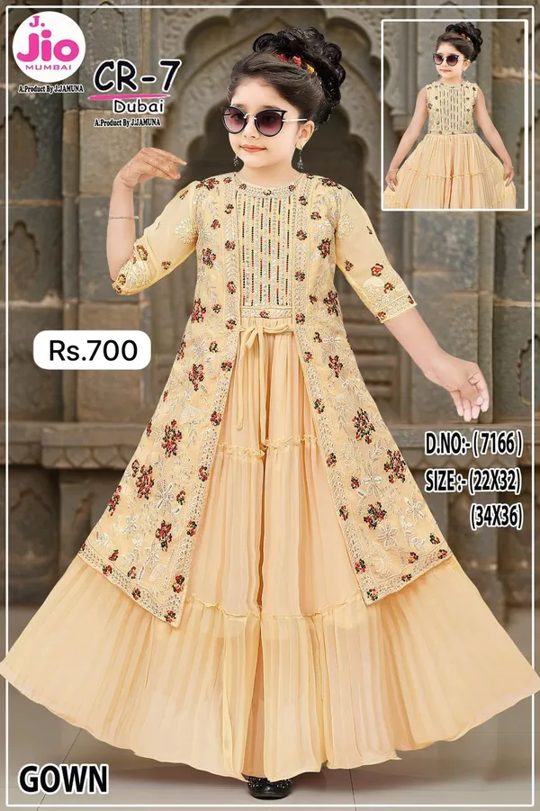 Cream_Floral_Layered_Gown_for_Girls