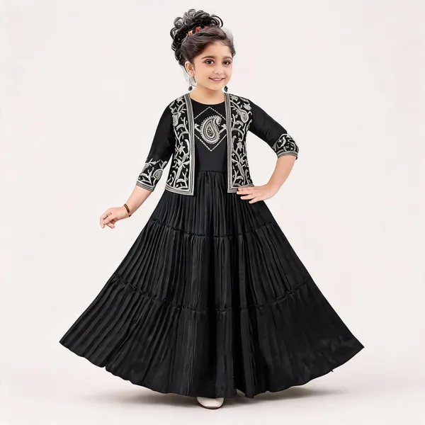 Black_Georgette_Embroidered_Jacket_Flared_Gown_For_Girls