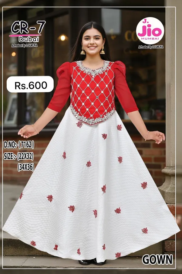 Red_And_White_Flared_Gown_for_Girls