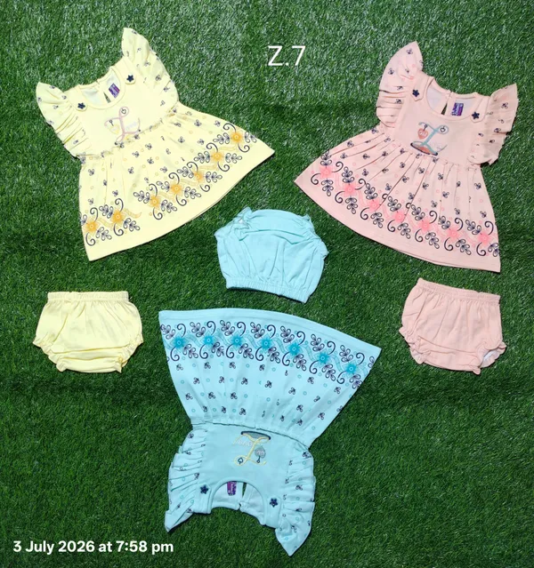 Multicolor__Cotton_And_Polyster_Printed_Flared_Frock_Set_For_Baby_Girls_