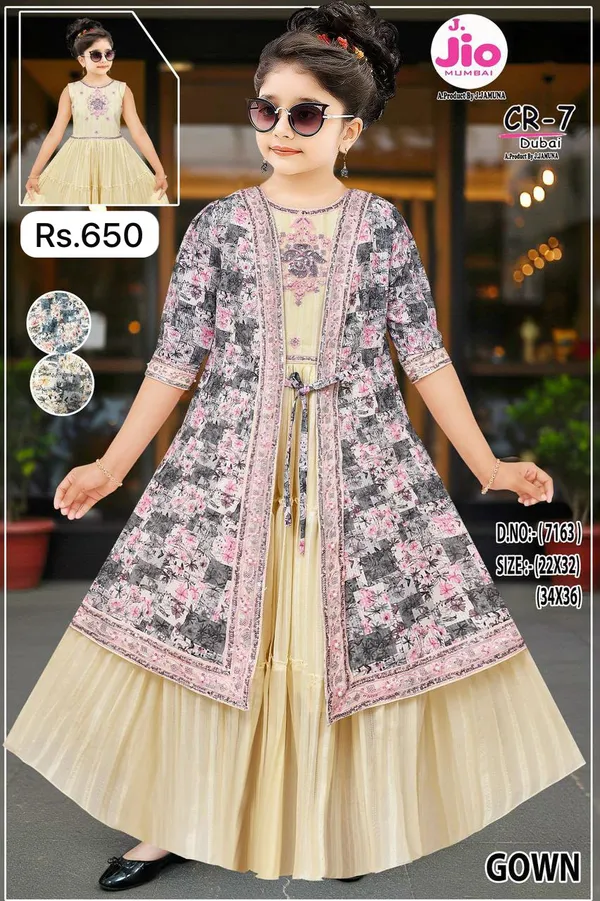 Cream_Printed_Layered_Gown_Dress_for_Girls