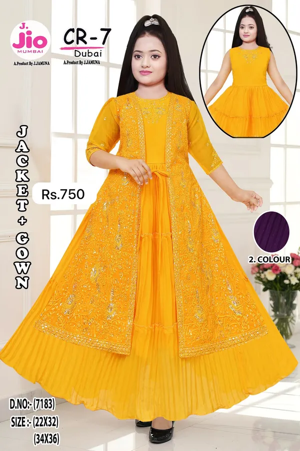 Yellow_Embroidered_Flared_Jacket_Gown_for_Women