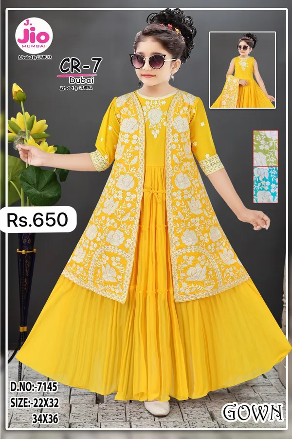 Yellow_Floral_Ethnic_Gown_for_Girls