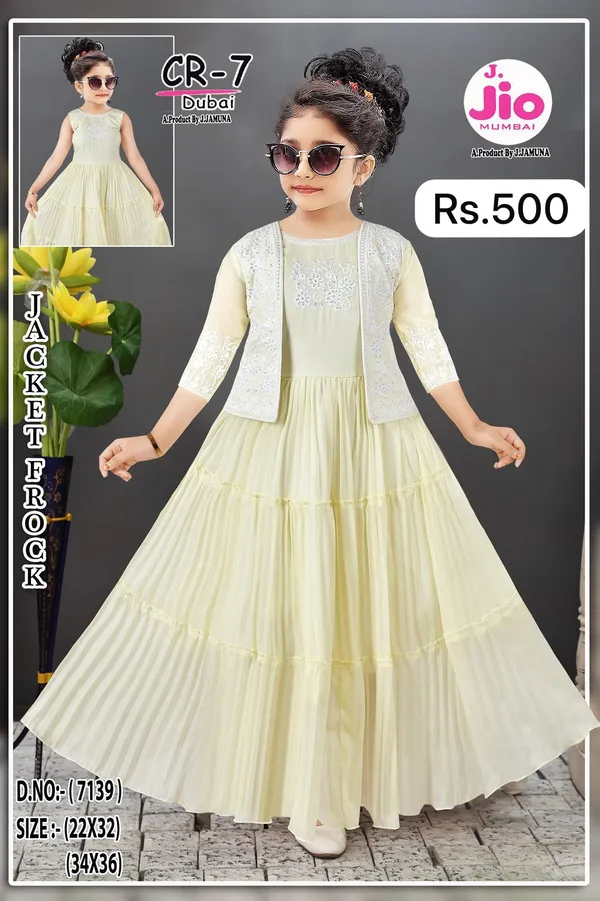 Yellow_Tiered_Frock_Dress_With_Jacket_for_Girls
