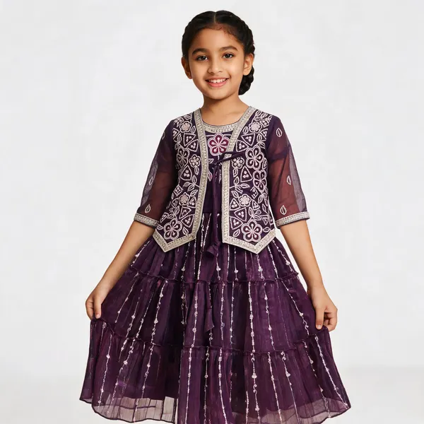 Purple_Georgette_Layered_Flared_Dress_For_Girls