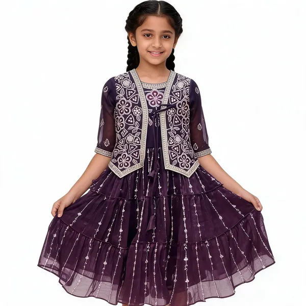 Purple_Georgette_Layered_Flared_Dress_For_Girls