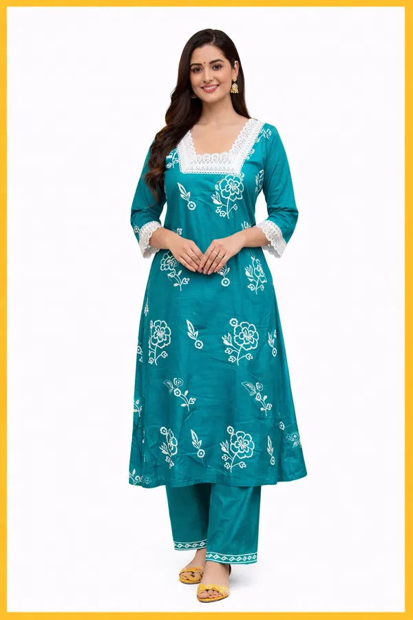 Teal_Embroidered_Straight_Kurta_Set_for_Women