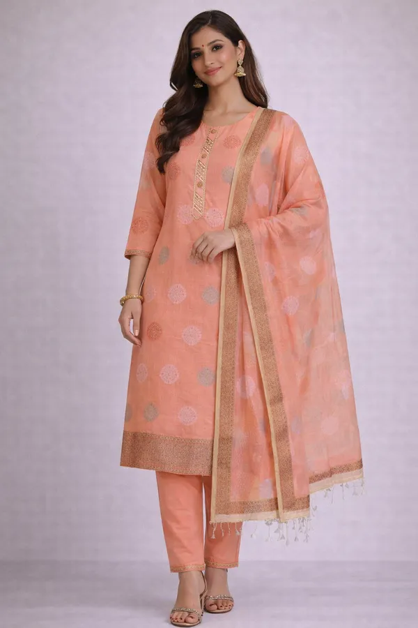 Peach_Embroidered_Straight_Kurta_Set_for_Women