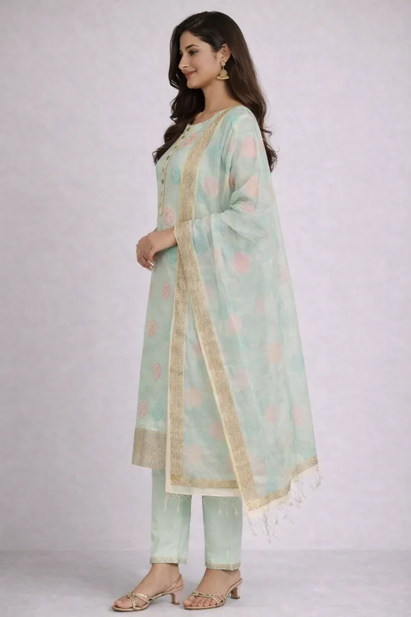 Mint_Green_Embroidered_Straight_Kurta_Set_For_Women