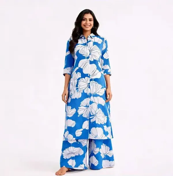 Blue_Floral_Print_Kurta_Palazzo_Set_For_Women