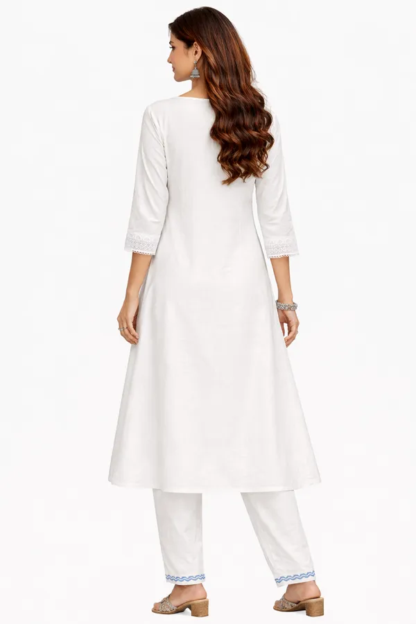White_Printed_Flared_Kurta_Set_For_Women