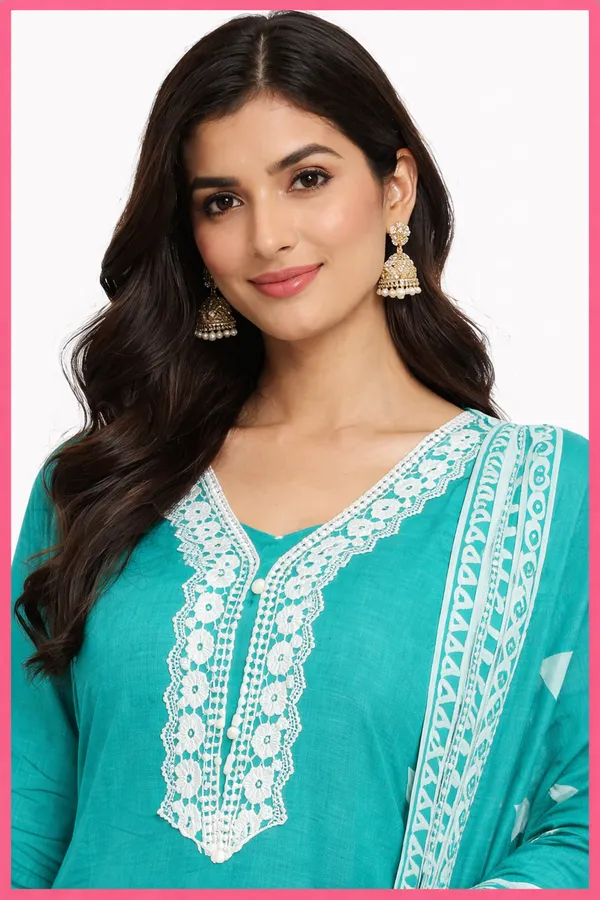 Turquoise_Embroidered_Straight_Kurta_Set_for_Women