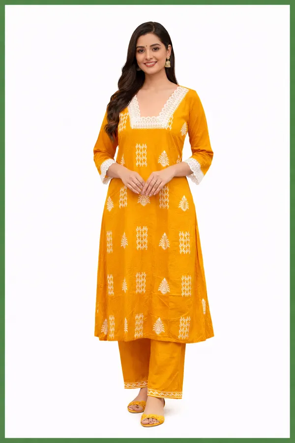 Mustard_Printed_Straight_Kurta_Set_for_Women