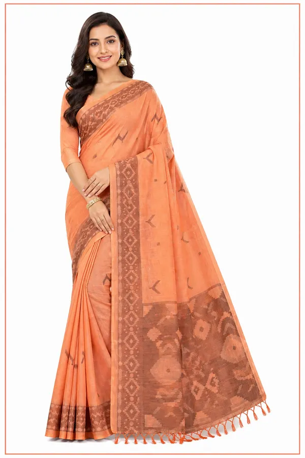 Peach_Printed_Saree_for_Women