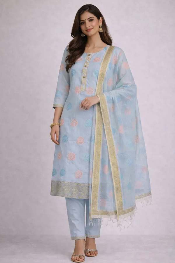 Light_Blue_Floral_Straight_Kurta_Set_For_Women